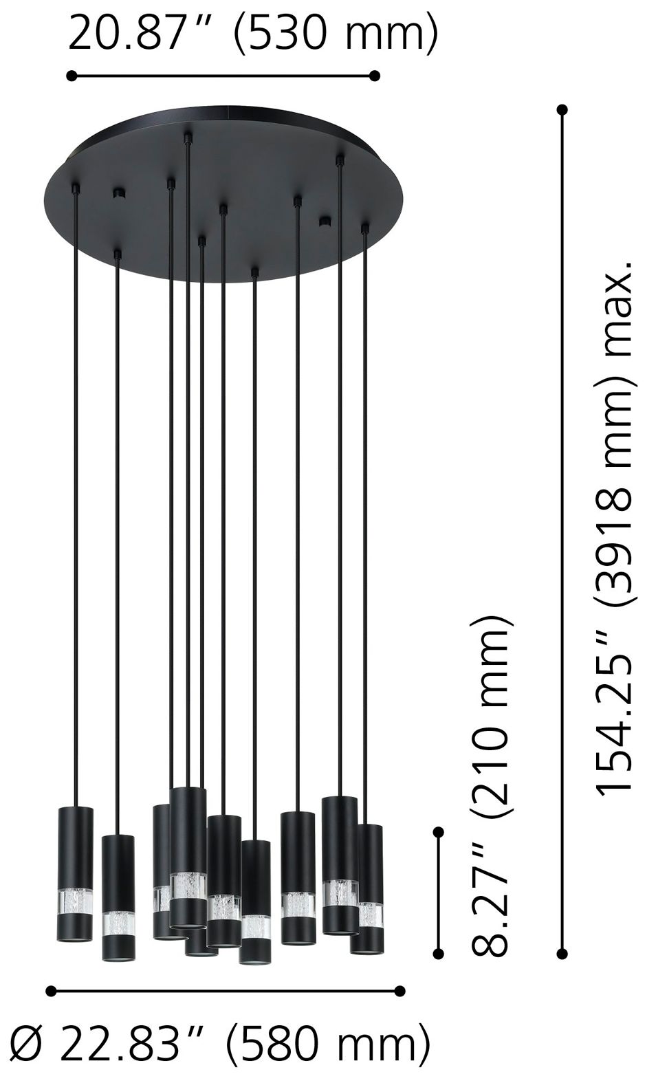 Image 2 Eglo Bernabeta 23" 10 Light Black Pendant Light more views