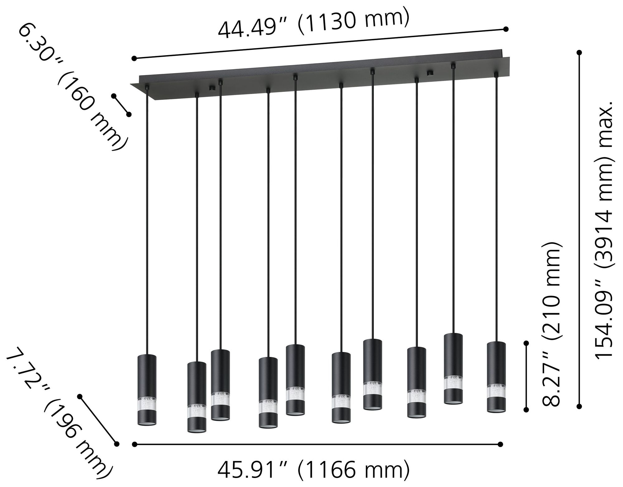 Image 2 Eglo Bernabeta 46" 10 Light Black Pendant Light more views
