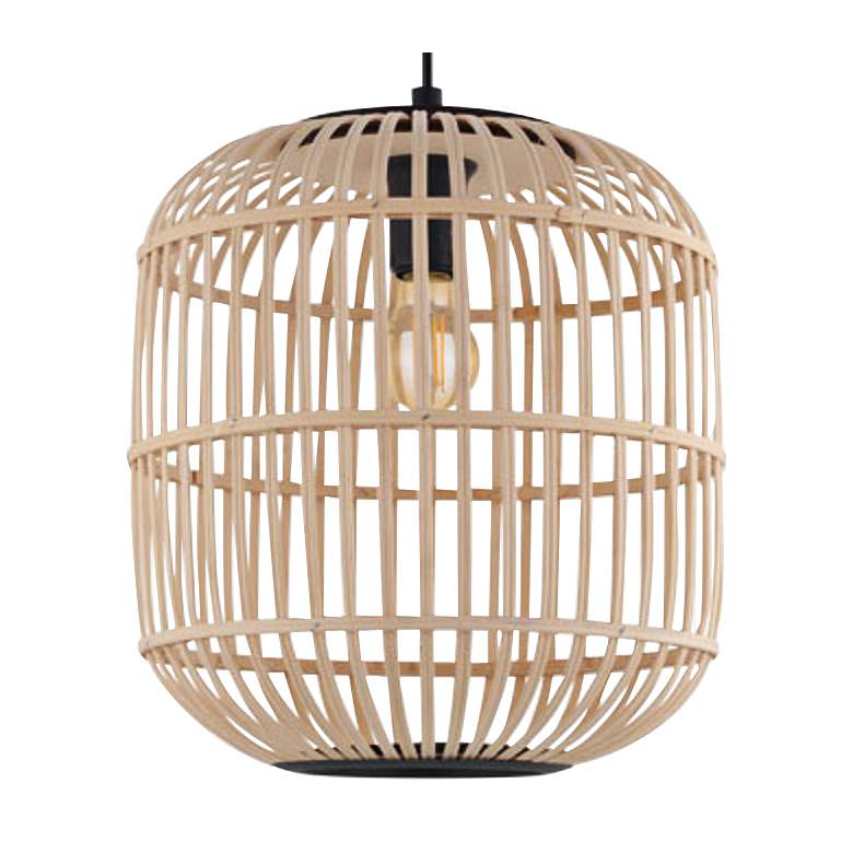 Image 3 Eglo Bordesley 13 3/4 inch Wide Black and Natural Wood Pendant Light more views