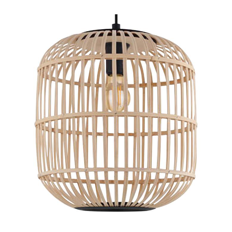 Image 3 Eglo Bordesley 13 3/4" Wide Black and Natural Wood Pendant Light more views
