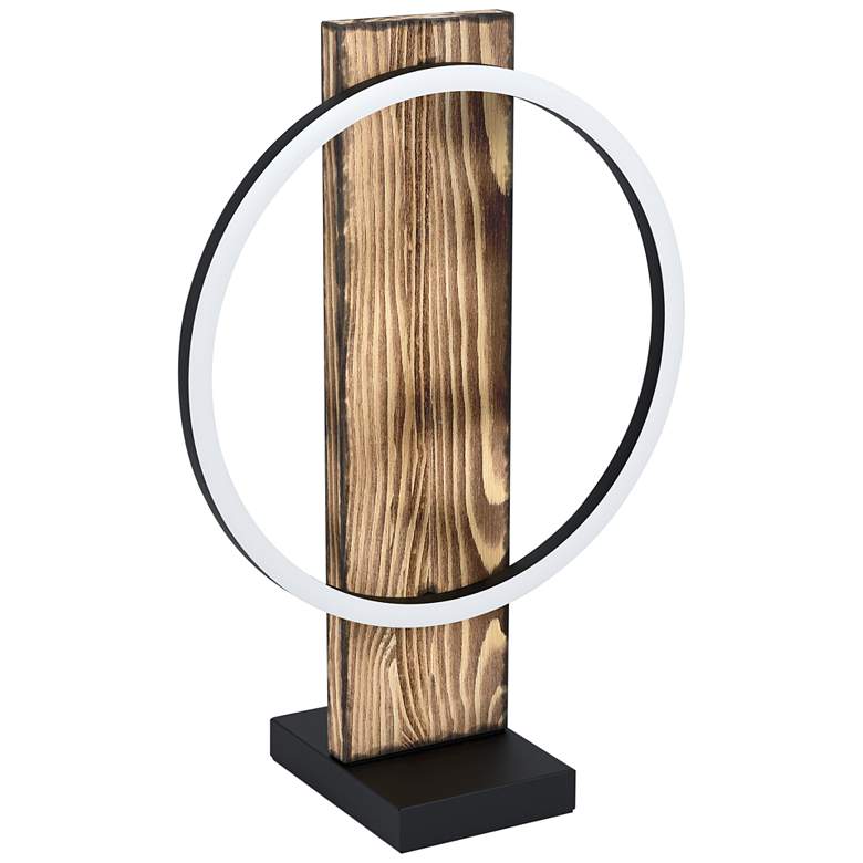 Image 2 Eglo Boyal 16 3/4" High Brushed Pine Wood LED Accent Table Lamp