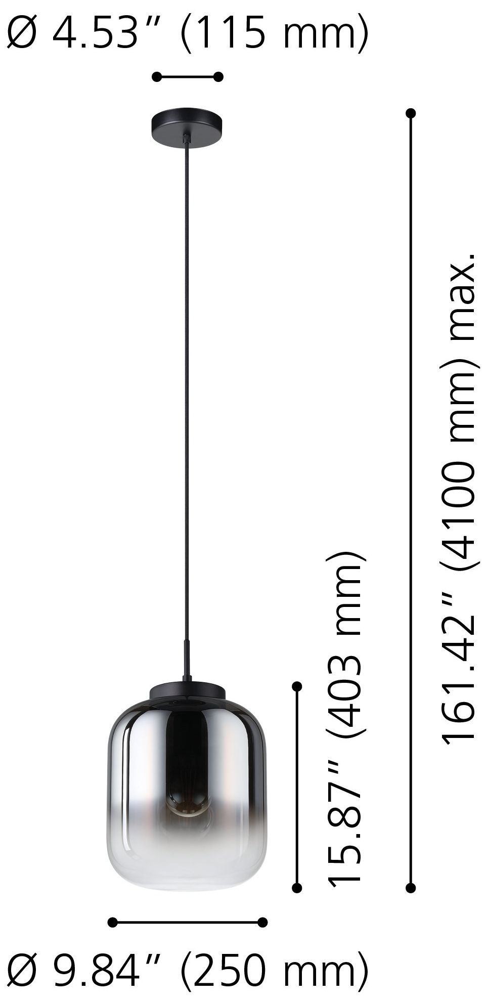 Image 2 Eglo Bulciago 10" Light Black Pendant Light with Chrome Smoked Glass Shade more views