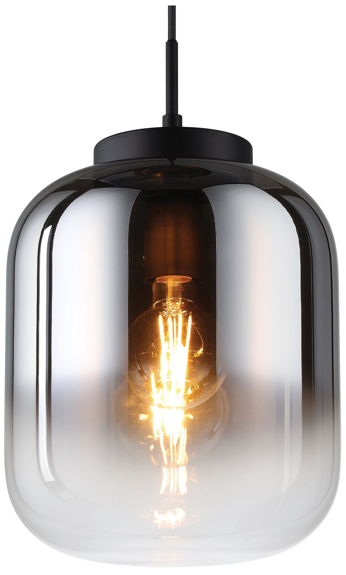 Image 3 Eglo Bulciago 10" Light Black Pendant Light with Chrome Smoked Glass Shade more views
