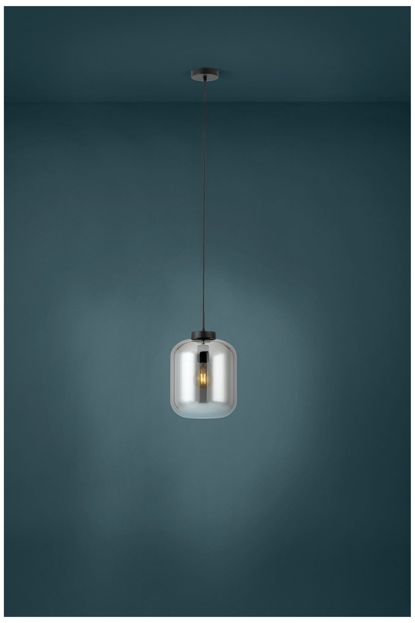 Image 5 Eglo Bulciago 10" Light Black Pendant Light with Chrome Smoked Glass Shade more views