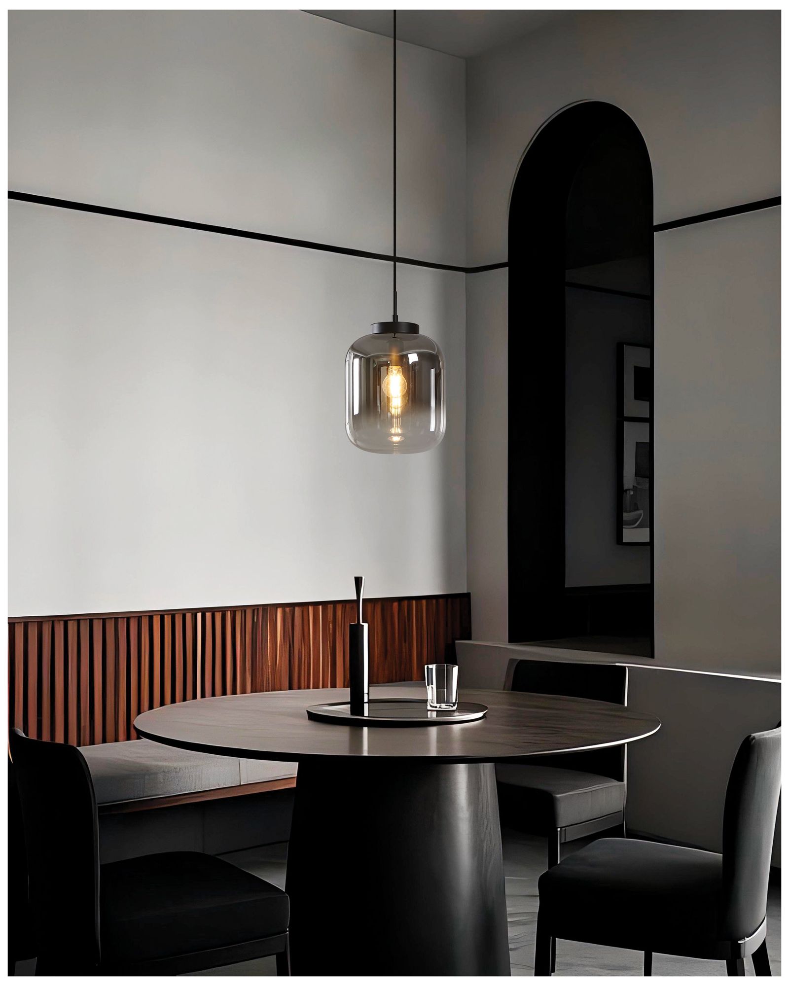 Image 6 Eglo Bulciago 10" Light Black Pendant Light with Chrome Smoked Glass Shade more views