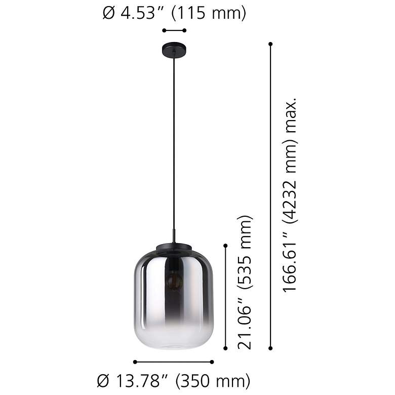 Image 2 Eglo Bulciago 14" 1 Light Black Pendant Light w/ Chrome Smoked Glass Shade more views