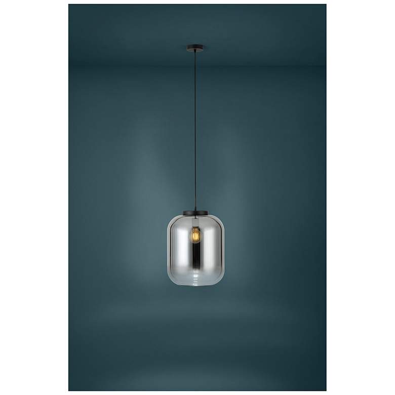 Image 5 Eglo Bulciago 14" 1 Light Black Pendant Light w/ Chrome Smoked Glass Shade more views