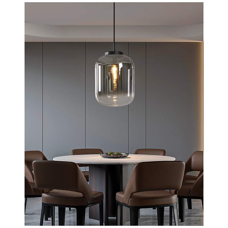 Image 6 Eglo Bulciago 14" 1 Light Black Pendant Light w/ Chrome Smoked Glass Shade more views
