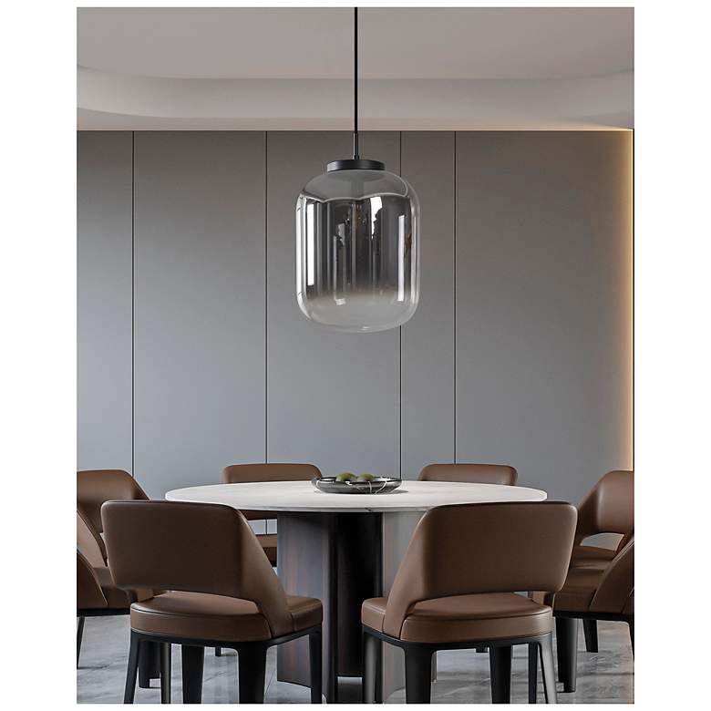Image 7 Eglo Bulciago 14" 1 Light Black Pendant Light w/ Chrome Smoked Glass Shade more views