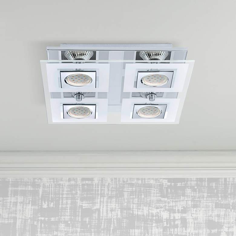 Image 1 Eglo Cabo 11 1/2" Wide Chrome Glass Ceiling Light
