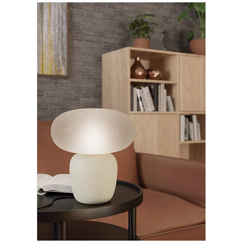 Image 5 Eglo Cahuama 12" Speckled White Table Lamp w/ Frosted Gray Glass Shade more views