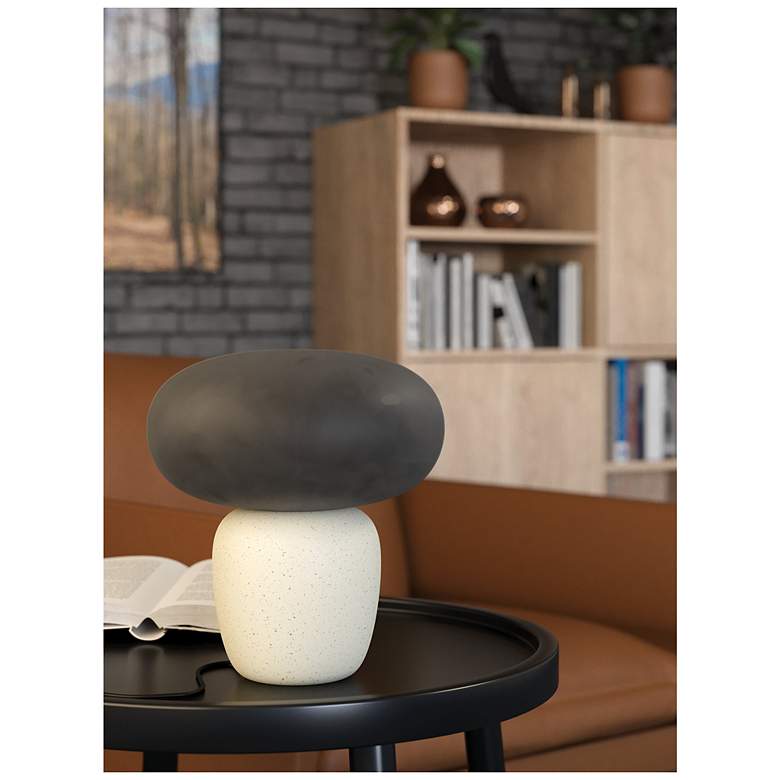 Image 6 Eglo Cahuama 12" Speckled White Table Lamp w/ Frosted Gray Glass Shade more views