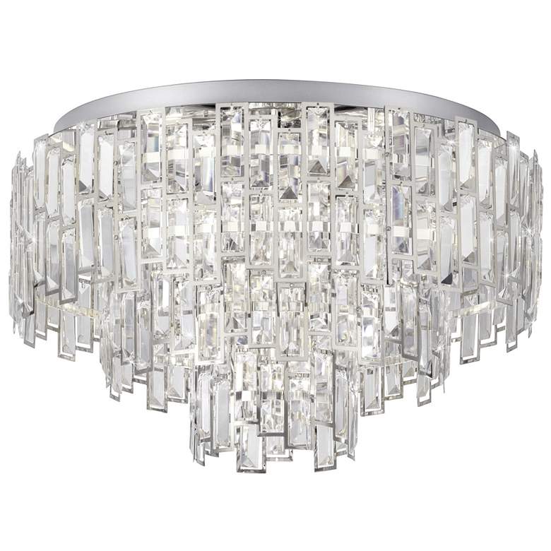 Image 1 Eglo Calmeilles 1 25" 10 Light Chrome Flush Mount, Clear Crystal Shade