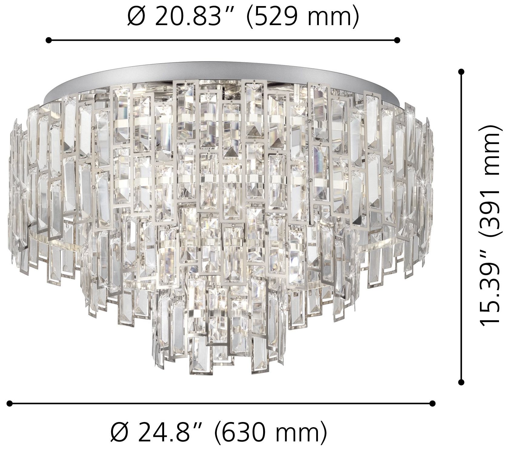 Image 2 Eglo Calmeilles 1 25" 10 Light Chrome Flush Mount, Clear Crystal Shade more views