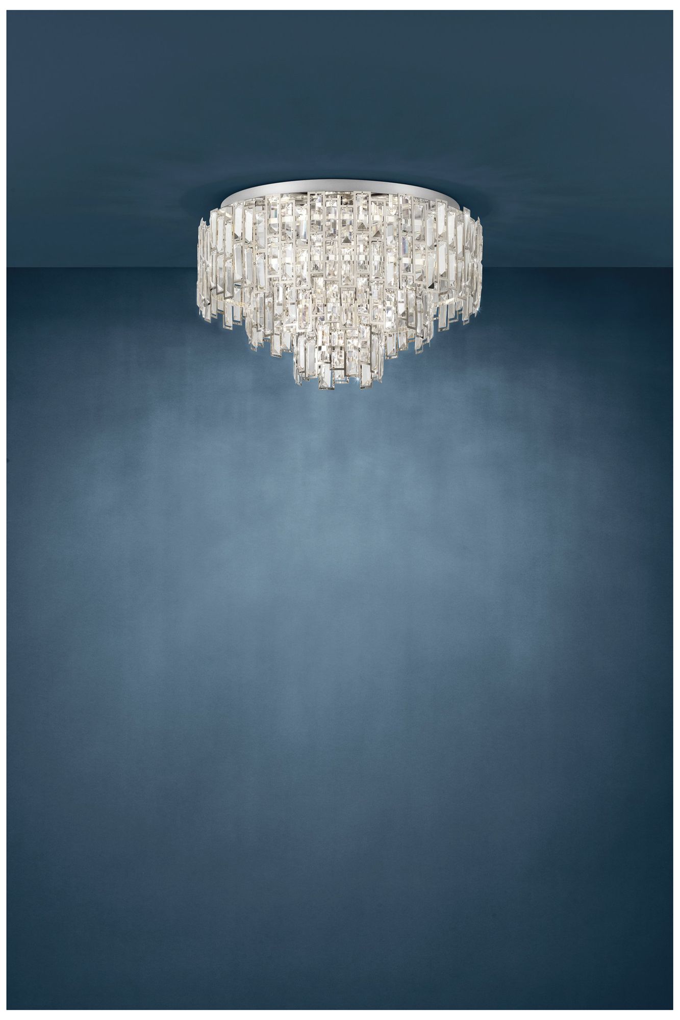 Image 4 Eglo Calmeilles 1 25" 10 Light Chrome Flush Mount, Clear Crystal Shade more views
