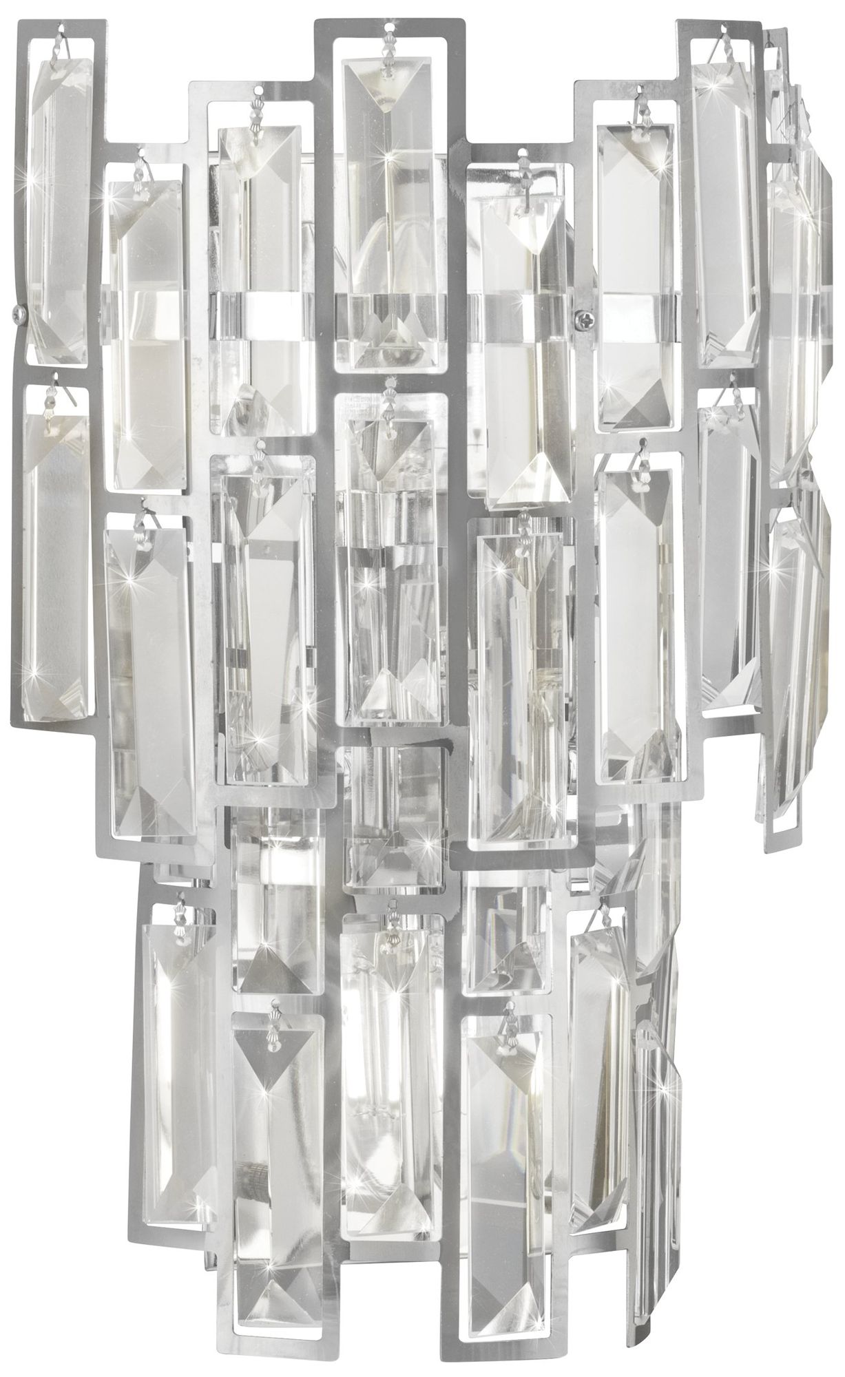 Eglo Calmeilles 1 3 Light Chrome Wall Sconce, Clear Glass Crystal Shade