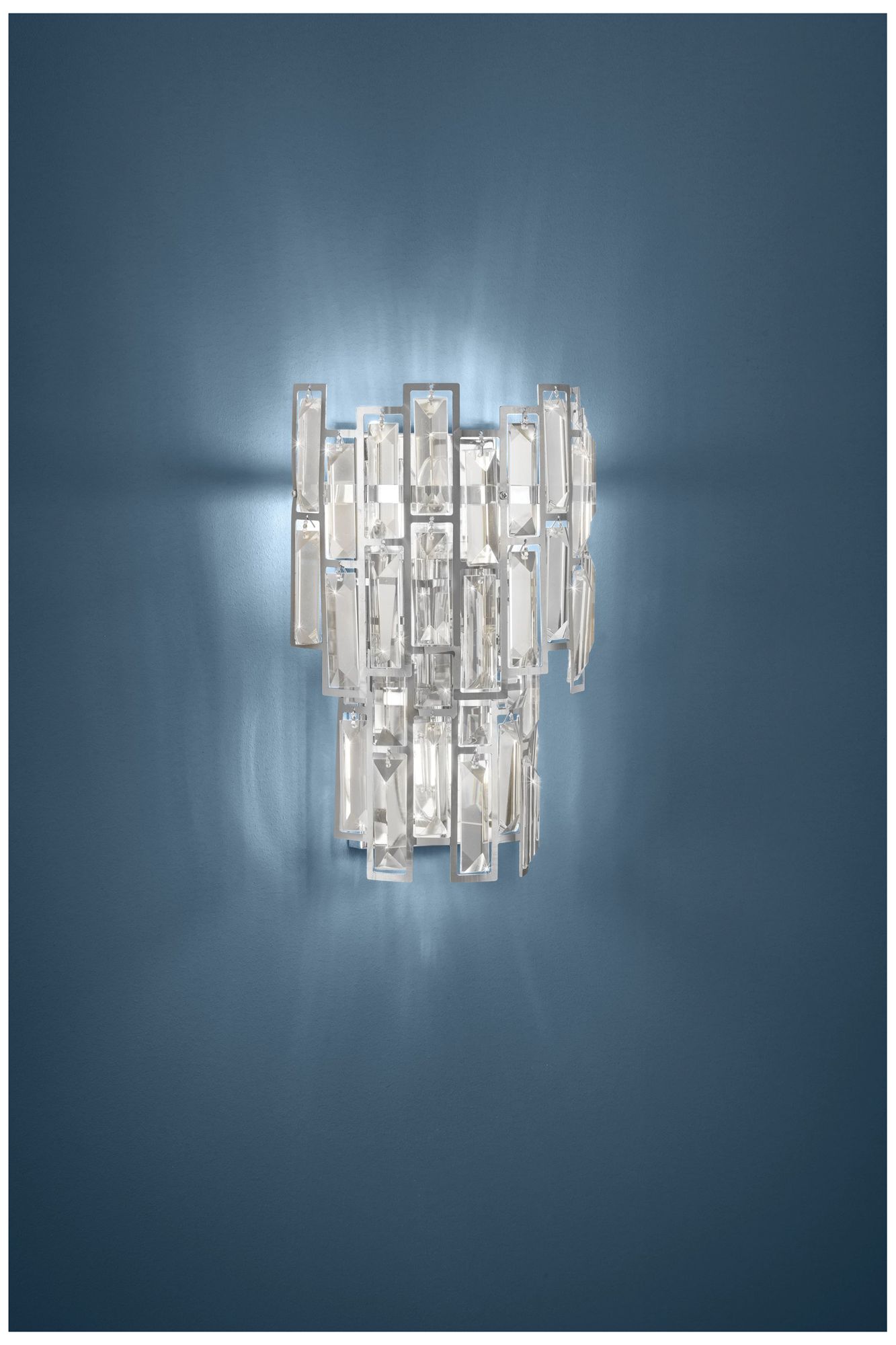 Image 4 Eglo Calmeilles 1 3 Light Chrome Wall Sconce, Clear Glass Crystal Shade more views