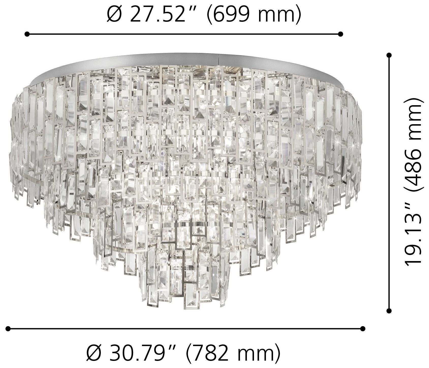 Image 2 Eglo Calmeilles 1 31" 10 Light Chrome Flush Mount, Clear Crystal Shade more views