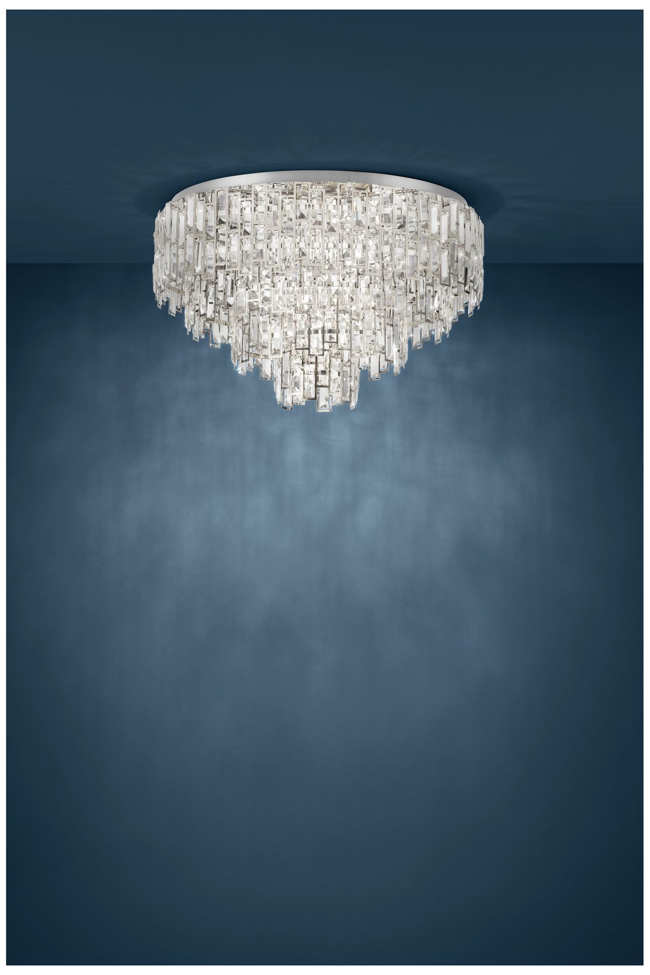 Image 4 Eglo Calmeilles 1 31" 10 Light Chrome Flush Mount, Clear Crystal Shade more views