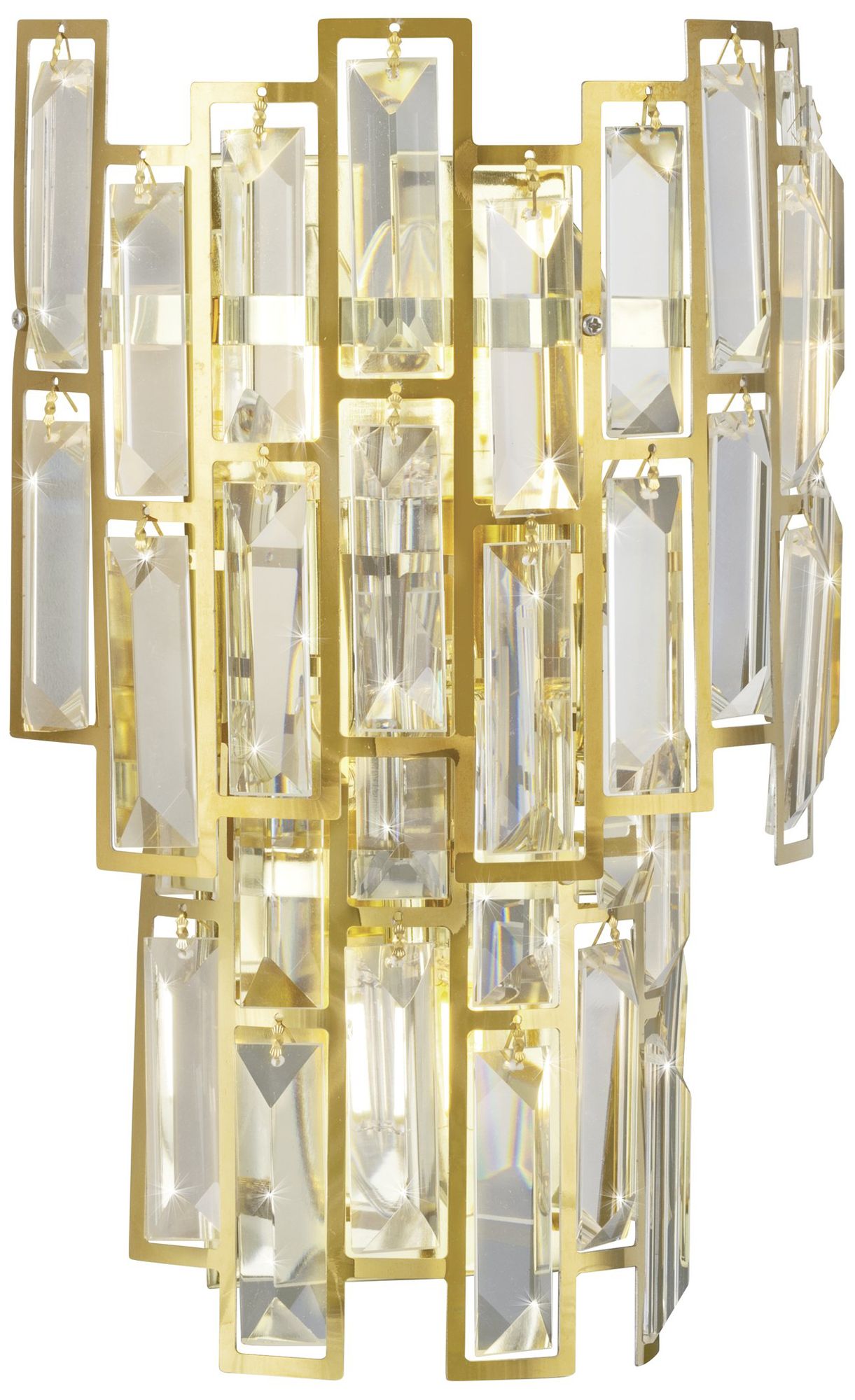 Eglo Calmeilles 3 Light Brass Wall Sconce w/ Clear Glass Crystal Shade