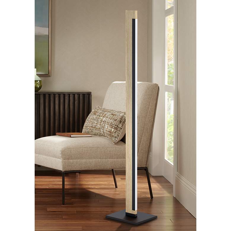 Image 2 Eglo Camacho Natural and Black LED Column Floor Lamp