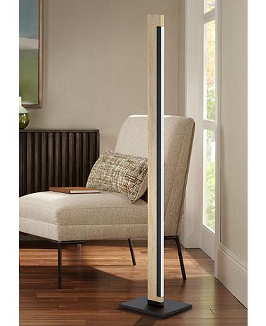 Eglo Camacho Natural and Black LED Column Floor Lamp