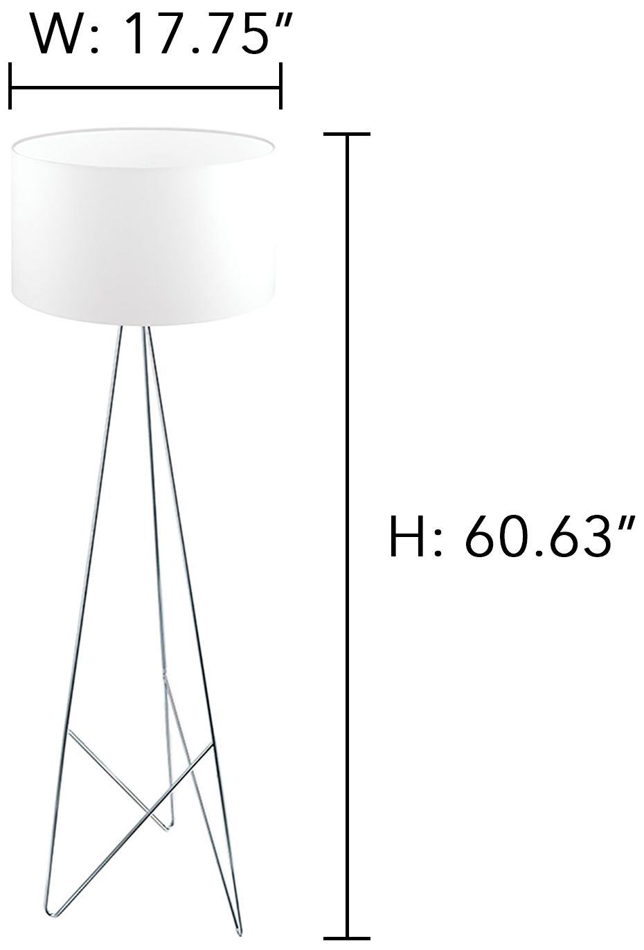 Image 2 Eglo Camporale Chrome and White Tripod Metal Floor Lamp more views