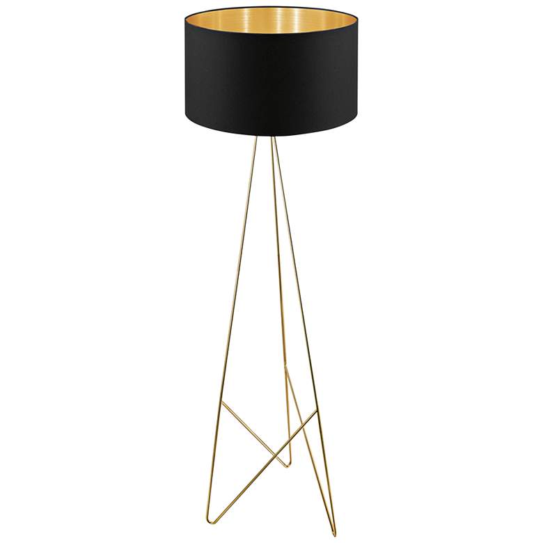 Image 1 Eglo Camporale Gold and Black Tripod Metal Floor Lamp