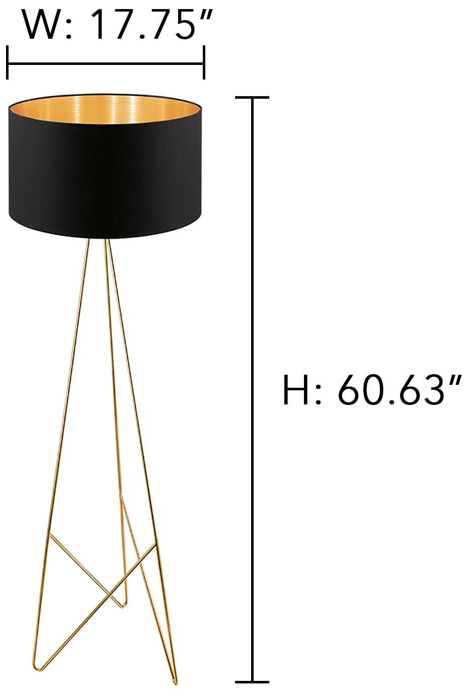 Thumbnail2 of Eglo Camporale Gold and Black Tripod Metal Floor Lamp more views
