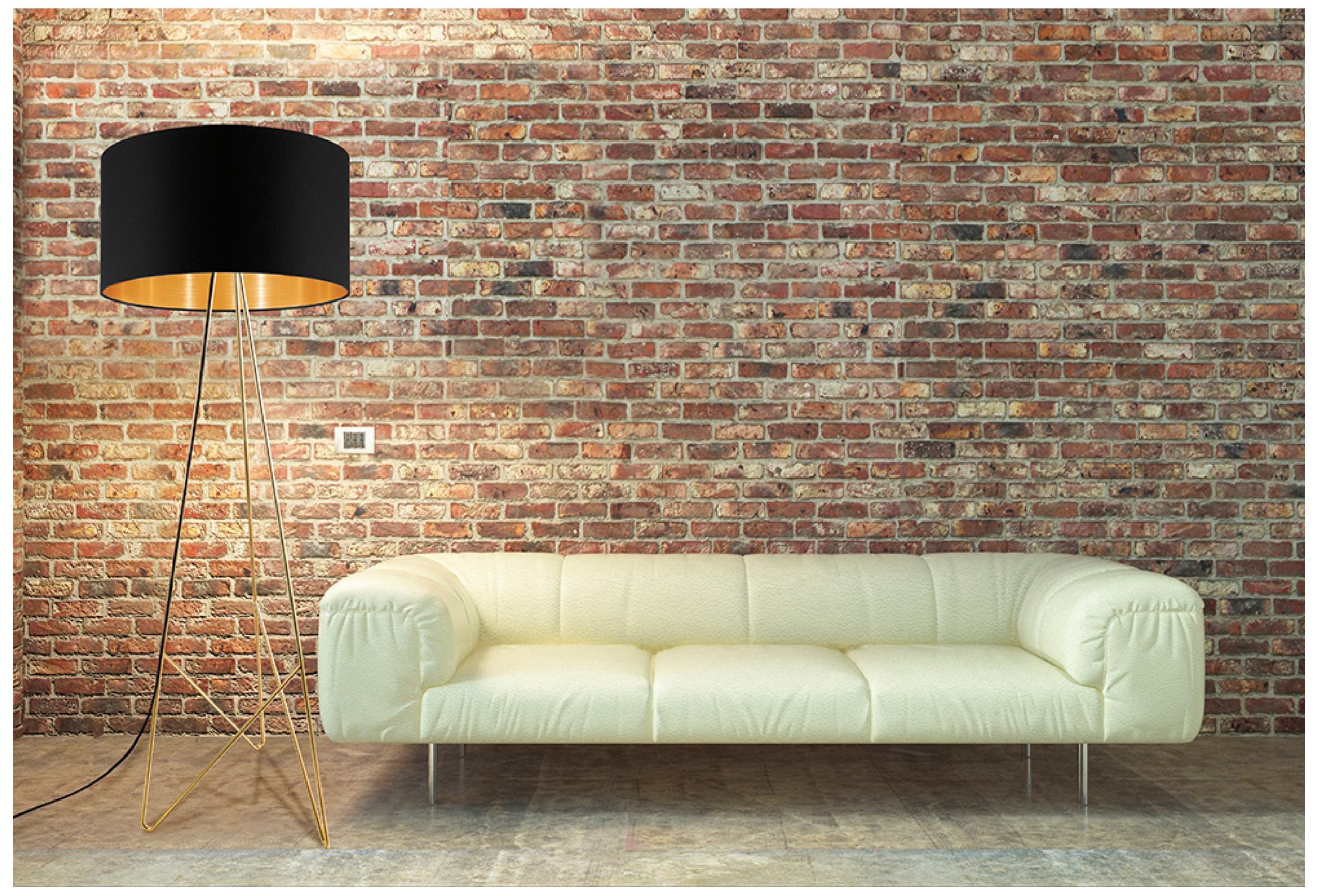 Thumbnail3 of Eglo Camporale Gold and Black Tripod Metal Floor Lamp more views