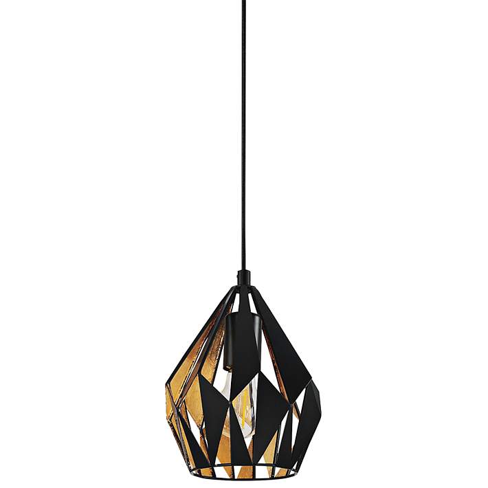 Eglo Carlton 3 7 1/4" Wide Black Gold Modern Mini Pendant Light - #91Y32 | Lamps Plus