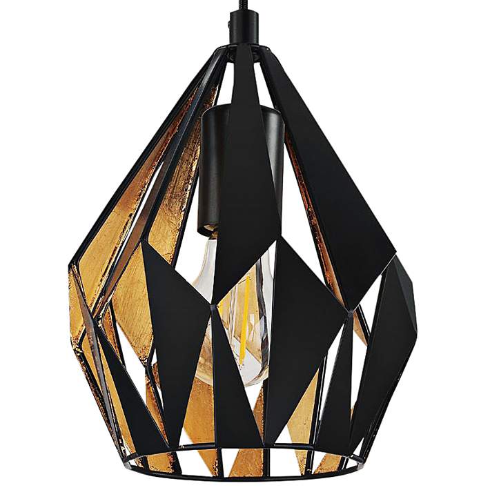 Eglo Carlton 3 7 1/4" Wide Black Gold Modern Mini Pendant Light - #91Y32 | Lamps Plus