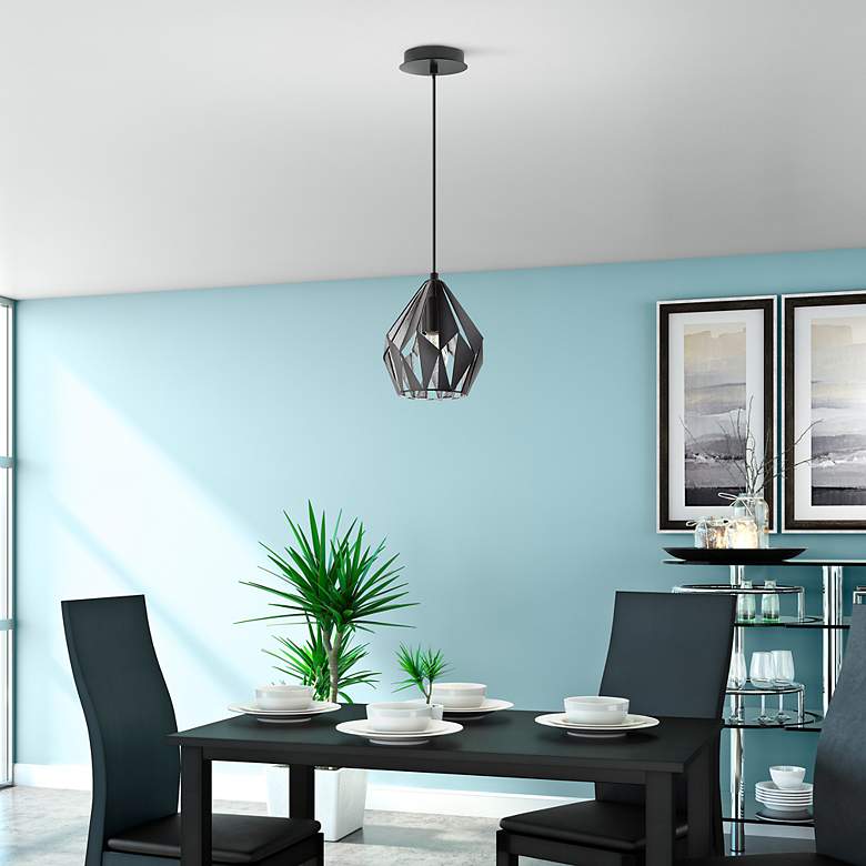 Image 3 Eglo Carlton 7 1/4" Wide Silver and Matte Black Modern Mini-Pendant more views
