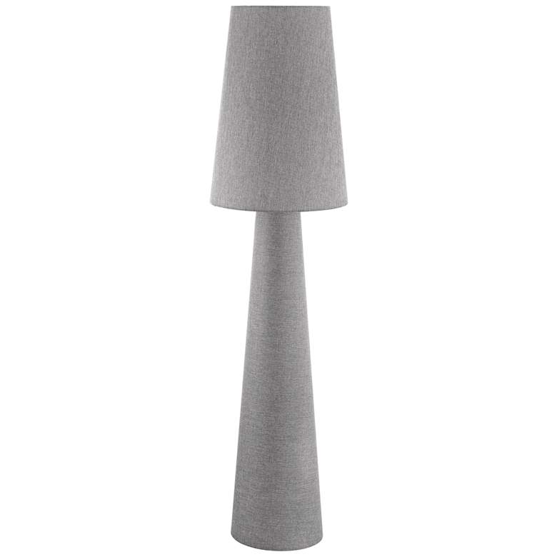 Image 1 Eglo Carpara Gray Linen Fabric Tapered Cone Floor Lamp
