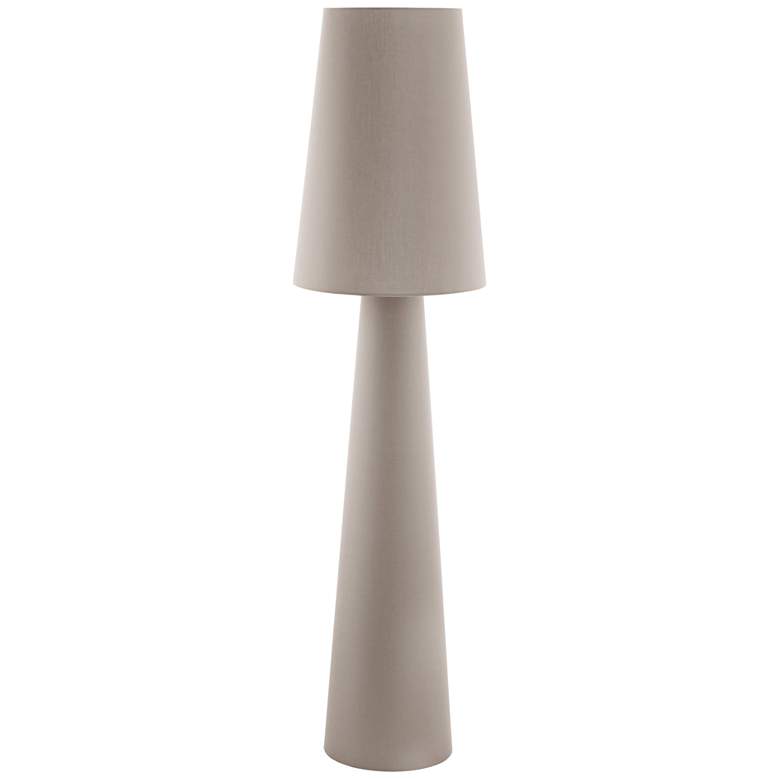 Image 1 Eglo Carpara Taupe Linen Fabric Tapered Cone Floor Lamp
