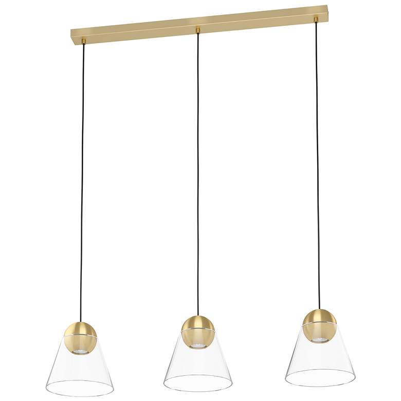 Image 1 Eglo Cerasella 35 1/4" Wide 3-Light Brass LED Linear Pendant