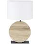 2_Eglo Contessore 25" Wood & Black Round Table Lamp, White Fabric Shade more views