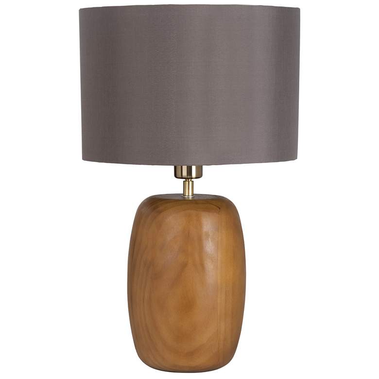 Image 1 Eglo Cottesford 21" Brown Pine Wood & Brushed Gold Table Lamp