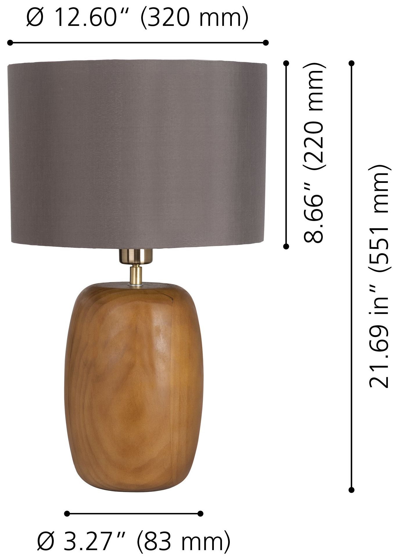 Image 3 Eglo Cottesford 21" Brown Pine Wood & Brushed Gold Table Lamp more views