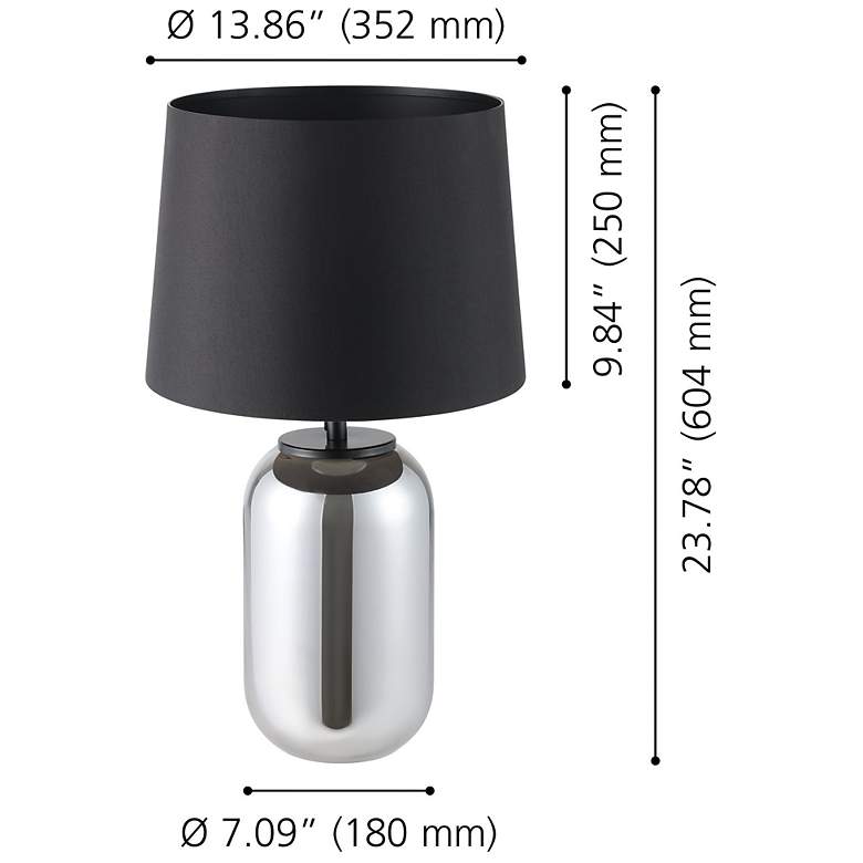 Image 3 Eglo Cuite 24" Chrome Smoked Glass & Matte Black Table Lamp more views