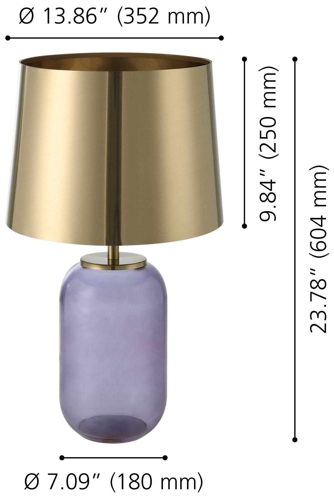 Image 3 Eglo Cuite 24" Transparent Indigo Glass and Brushed Gold Table Lamp more views