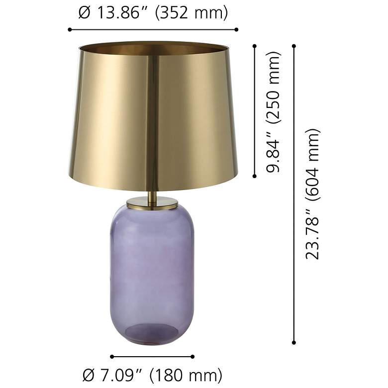 Image 3 Eglo Cuite 24" Transparent Indigo Glass and Brushed Gold Table Lamp more views