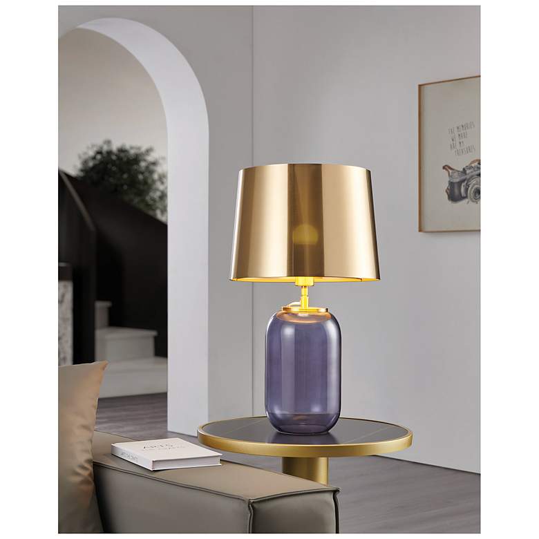 Image 6 Eglo Cuite 24" Transparent Indigo Glass and Brushed Gold Table Lamp more views
