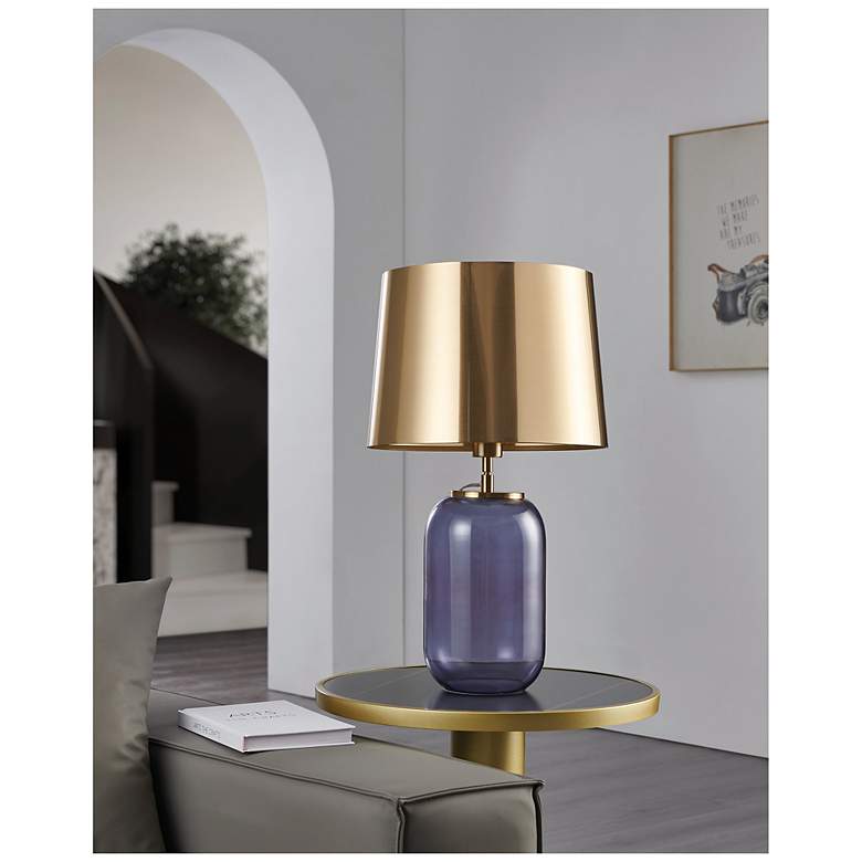 Image 7 Eglo Cuite 24" Transparent Indigo Glass and Brushed Gold Table Lamp more views