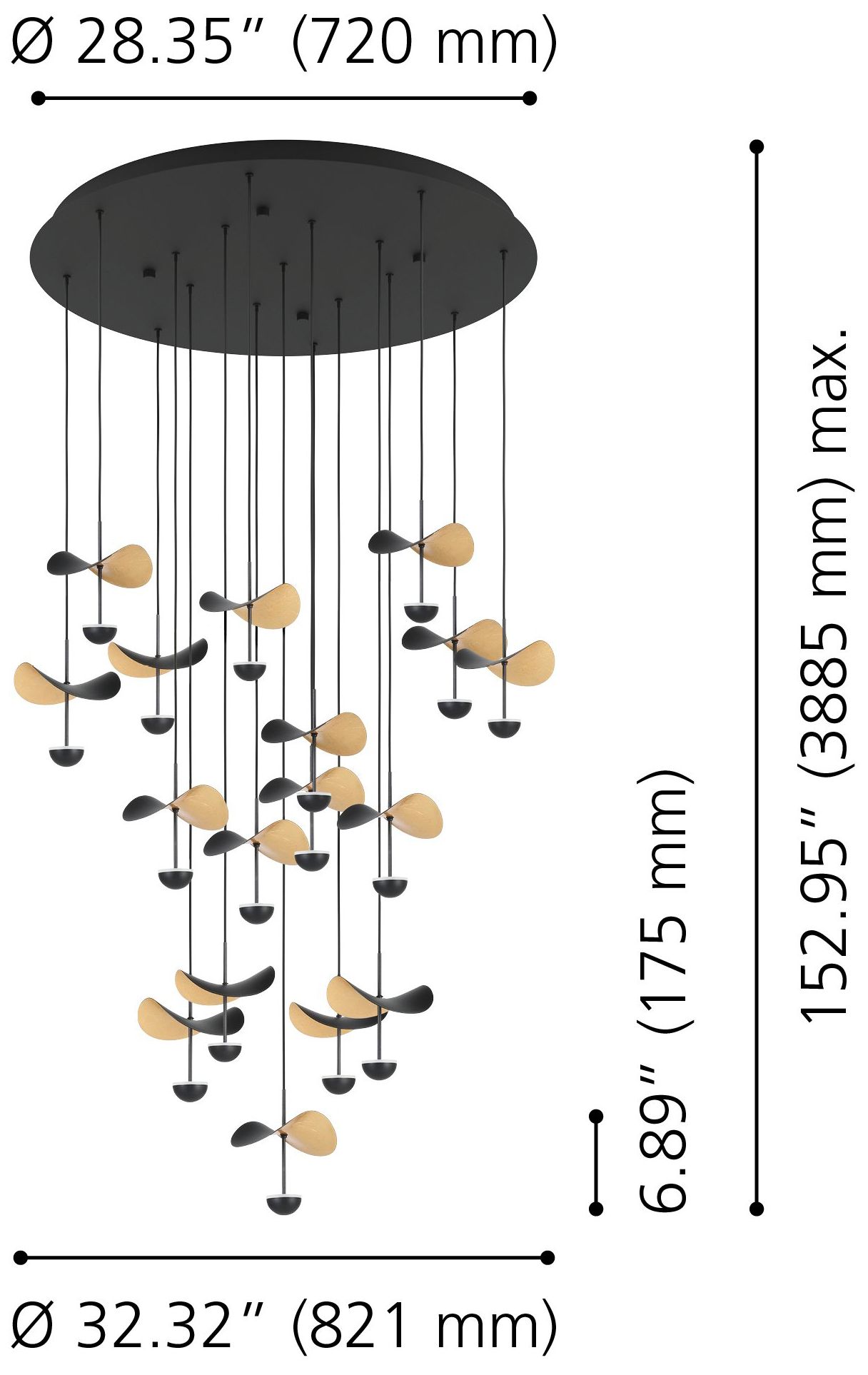 Image 2 Eglo Dracera 32" 17 Light Black and Gold Leaf LED Pendant Light more views