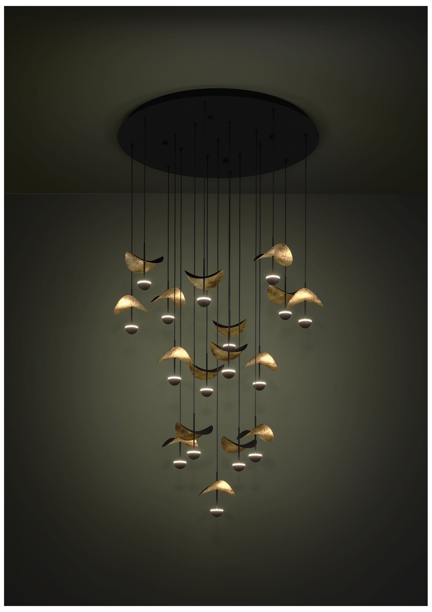 Image 4 Eglo Dracera 32" 17 Light Black and Gold Leaf LED Pendant Light more views