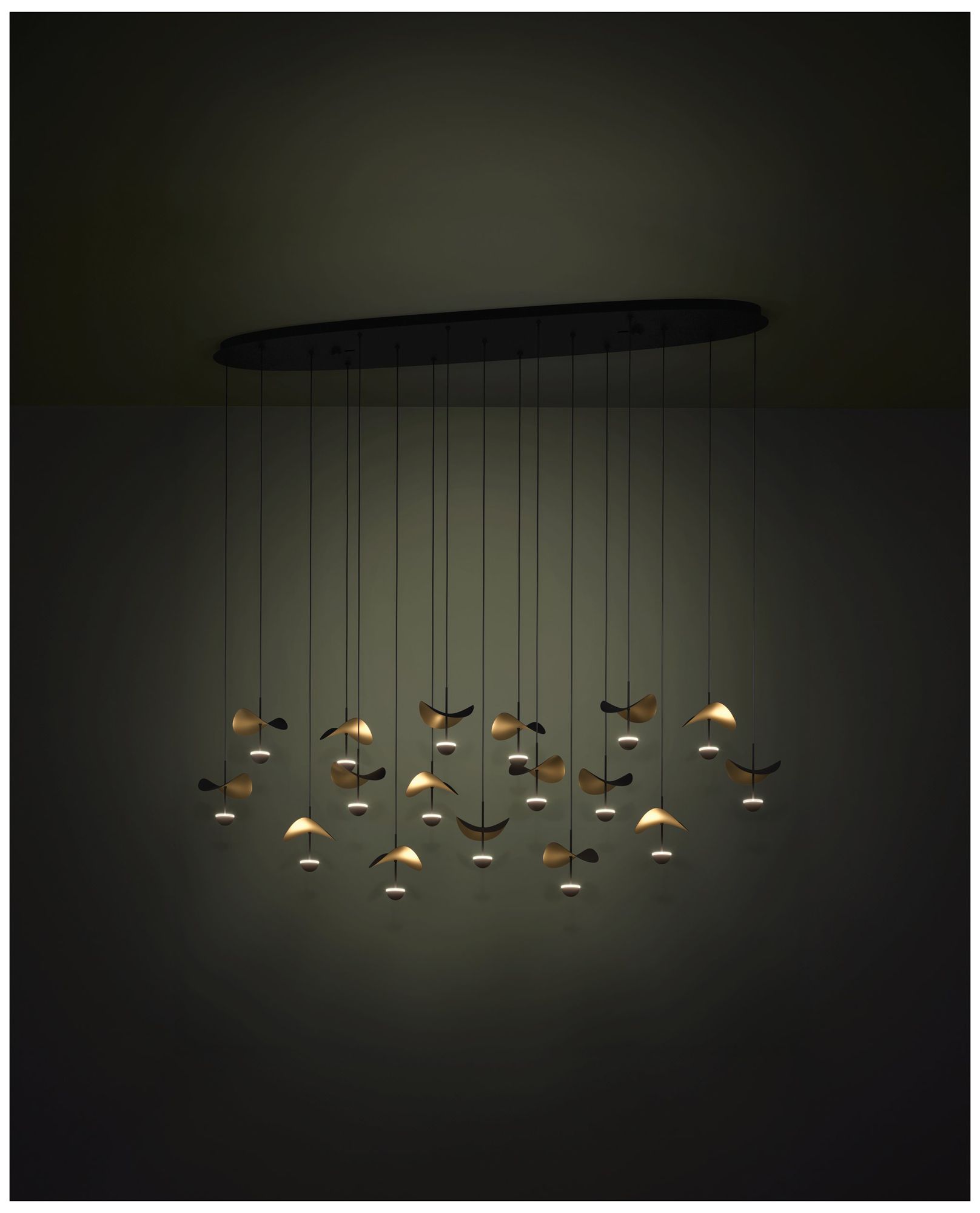 Image 4 Eglo Dracera 61" 17 Light Black and Gold Leaf LED Pendant Light more views