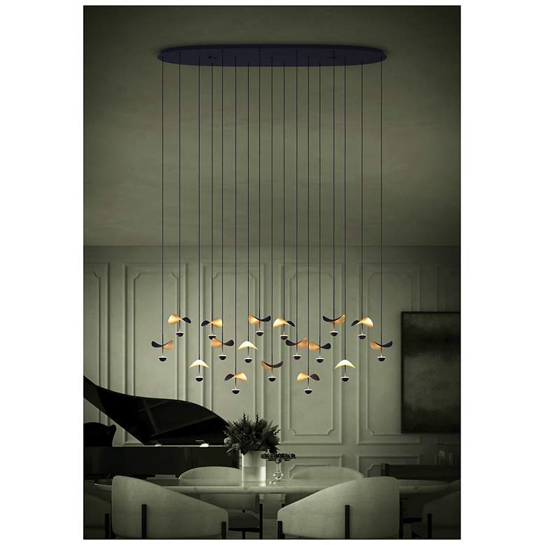 Image 5 Eglo Dracera 61" 17 Light Black and Gold Leaf LED Pendant Light more views