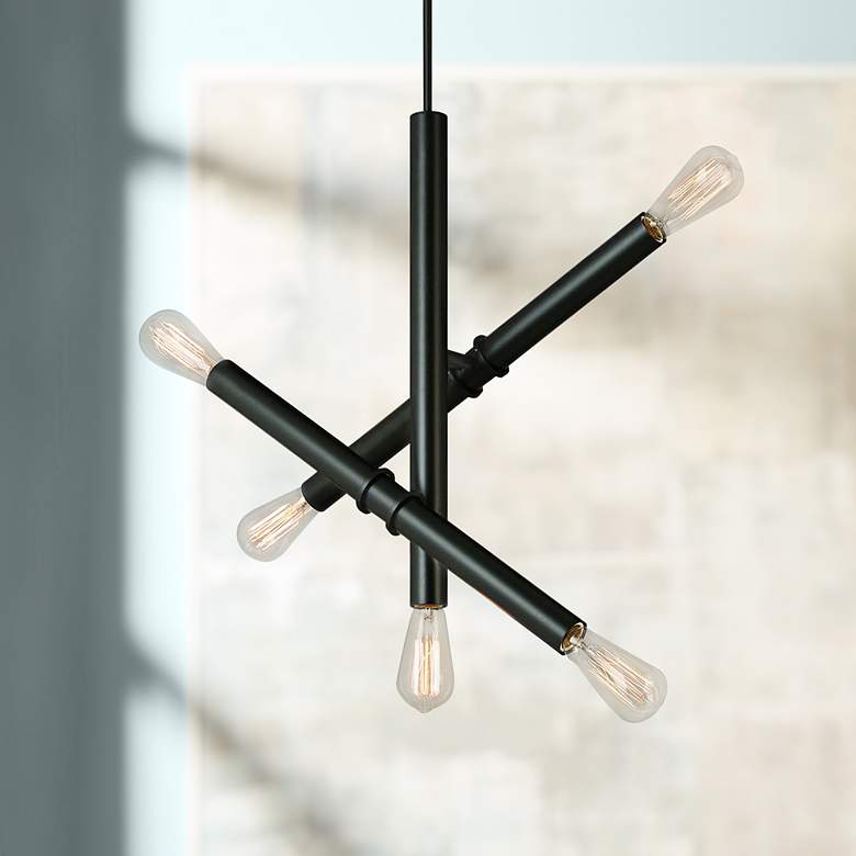 Image 1 Eglo Drucker 8" Wide 5-Light Black Pendant Light