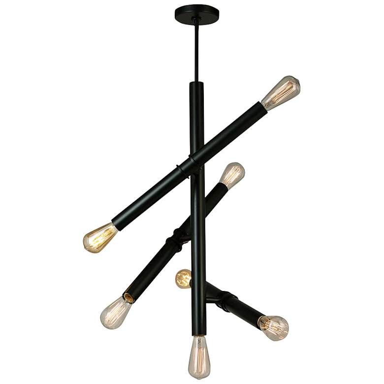 Image 2 Eglo Drucker 8" Wide 7-Light Black Pendant Light